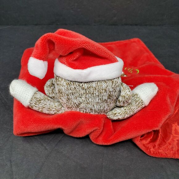 Baby Starters Lovey Sock Monkey My First Christmas Red Brown Security Blanket - Picture 5 of 7